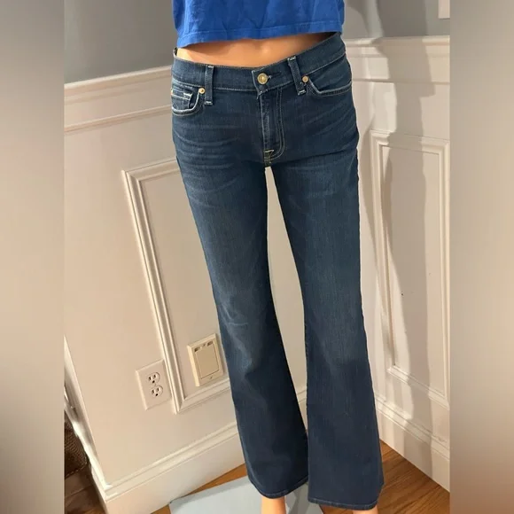 7 For All Mankind Dark Blue Flare Jeans - Picture 3 of 5